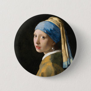 Mädchen mit Perlenohrring von Johannes Vermeer Button