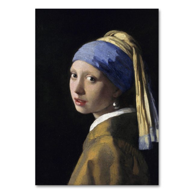 Mädchen mit Perlenohrring von Johannes Vermeer Tischnummer (Vorderseite)
