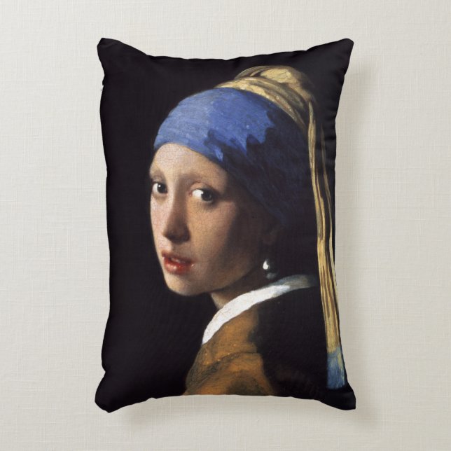 Mädchen mit Perlenohrring von Johannes Vermeer Zierkissen (Vorderseite(Vertikal))