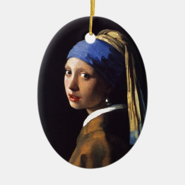 Mädchen mit Perlenohrring, von Vermeer Keramikornament (Vorne)