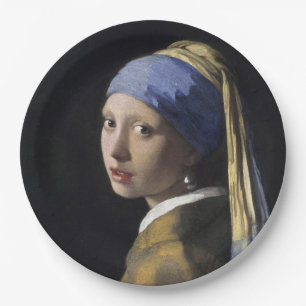 Mädchen mit Perlenverdienst von Johannes Vermeer Pappteller