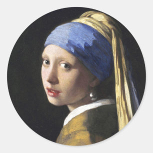 Mädchen mit Perlenvererring, Jan Vermeer Runder Aufkleber