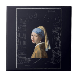 Mädchen mit Perlring Vermeer Art Fliese