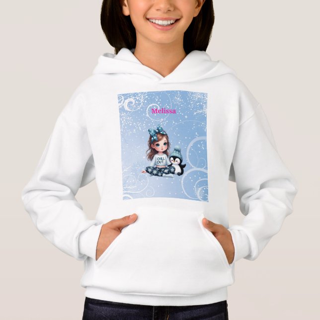 Mädchen mit personalisiertem Namen Hoodie (Vorderseite)