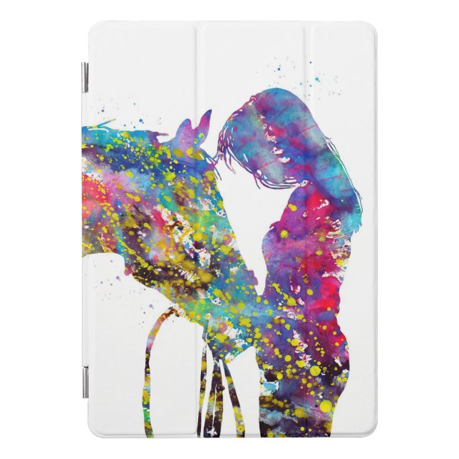 Mädchen mit Pferd farbenfroh iPad Pro Cover (Vorderseite)