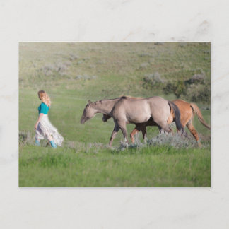 Mädchen mit Pferden Postkarte