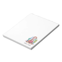 Mädchen mit Pflanze vermitteln Notizblock