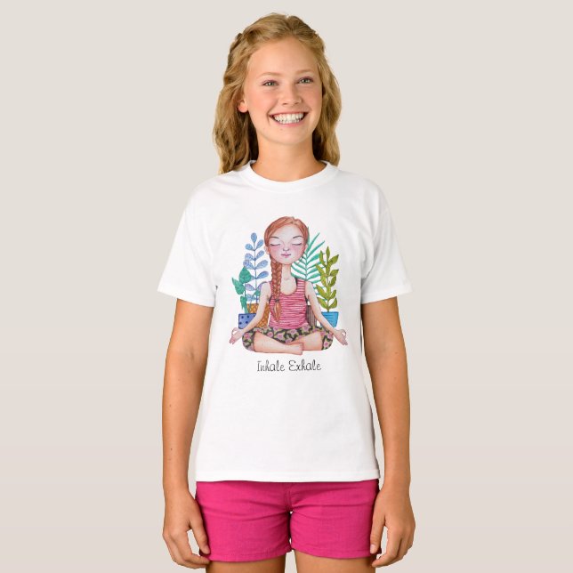 Mädchen mit Pflanze vermitteln T-Shirt (Vorne ganz)