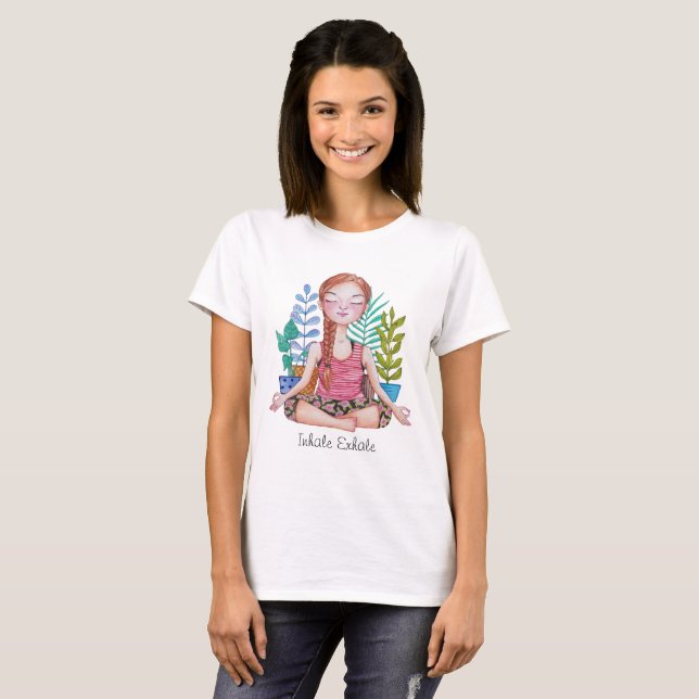 Mädchen mit Pflanze vermitteln T-Shirt (Vorne ganz)