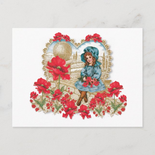 Mädchen mit Poppies Postkarte (Vorderseite)