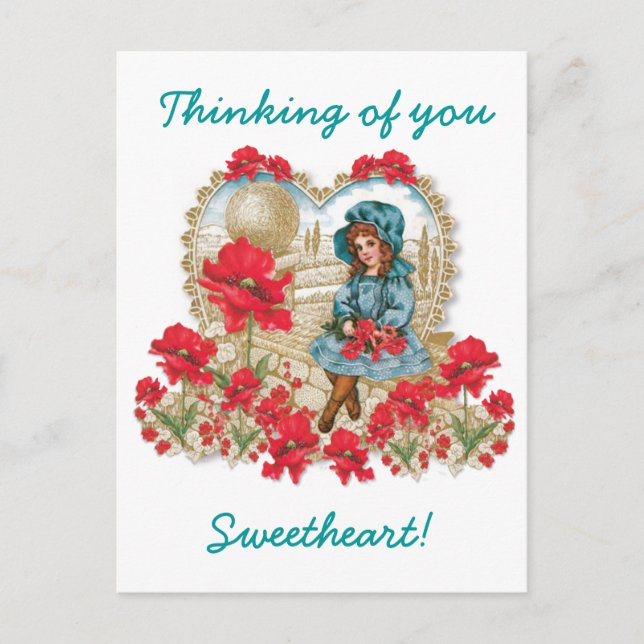 Mädchen mit Poppies Postkarte (Vorderseite)