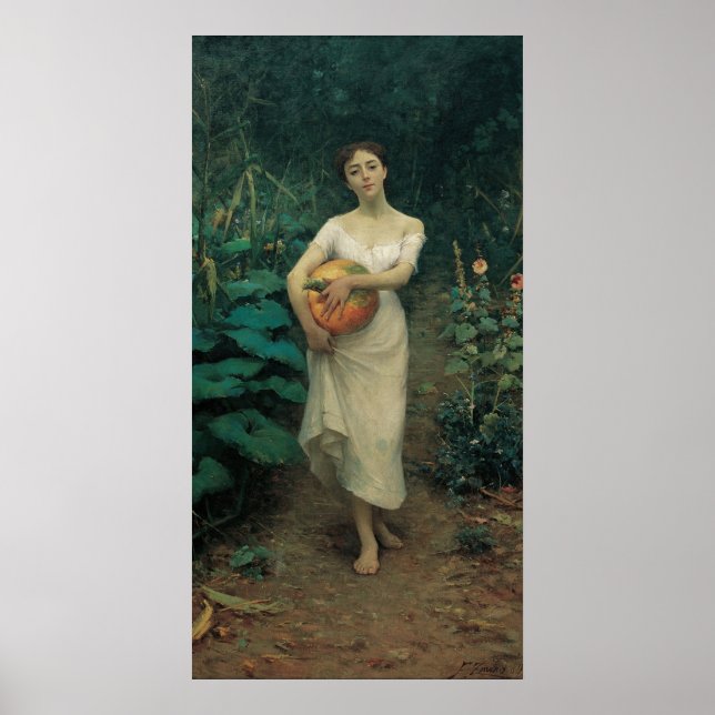 Mädchen mit Pumpkin Zonaro 1889 Poster (Vorne)