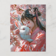 Mädchen mit Rabbit Chinesischer Zodiakkunst