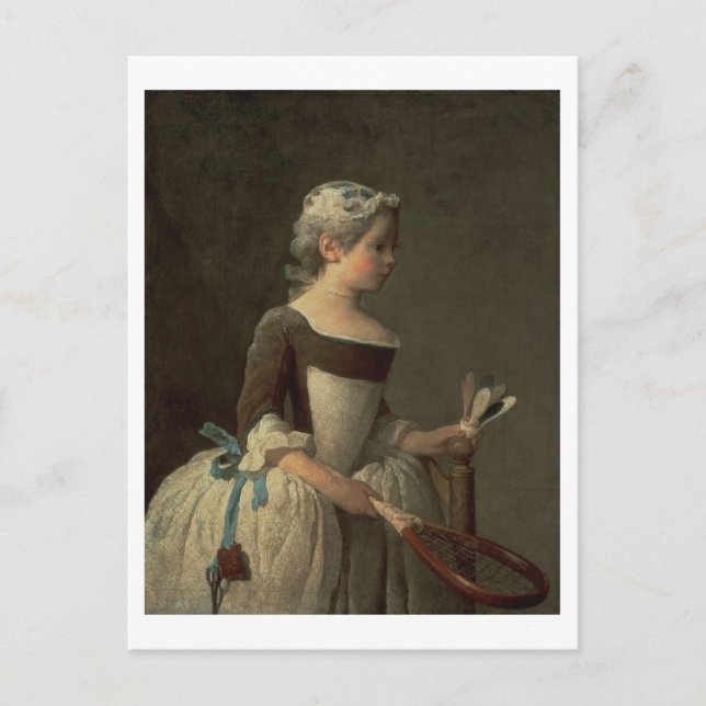 Mädchen mit Racket und Shuttlecock Postkarte (Vorderseite)