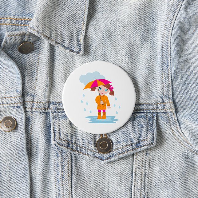 Mädchen mit Regenschirm an regnerischen Tagen für  Button (Von Creator hochgeladen)