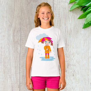 Mädchen mit Regenschirm an regnerischen Tagen für T-Shirt