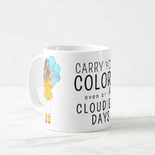 Mädchen mit Regenschirm im Wind Positives Zitat Kaffeetasse