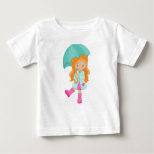 Mädchen mit Regenschirm, Mädchen in Regenmantel, o Baby T-shirt