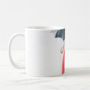 Mädchen mit Regenschirm. Modellierung.  Kaffeetasse