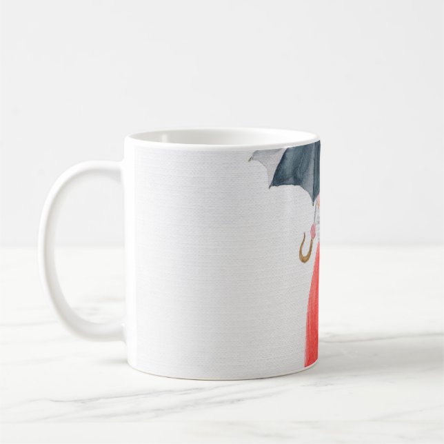 Mädchen mit Regenschirm. Modellierung.  Kaffeetasse (Links)