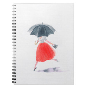 Mädchen mit Regenschirm. Modellierung.  Notizblock