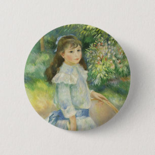 Mädchen mit Reifen von Pierre Renoir, Vintage Fine Button