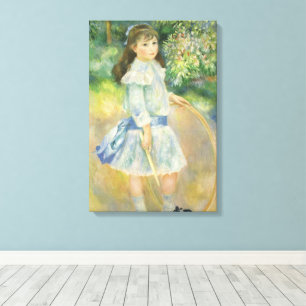 Mädchen mit Reifen von Pierre Renoir, Vintage Fine Leinwanddruck