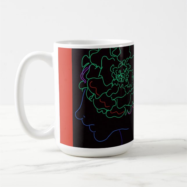 Mädchen mit Ringelblumen-Afro-Puffs Kaffeetasse (Links)