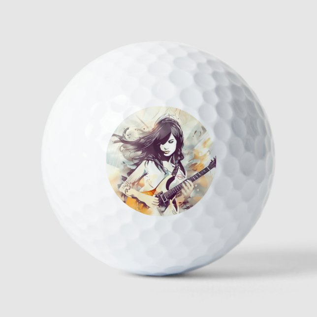Mädchen mit Rockmusik Golfball (Vorderseite)