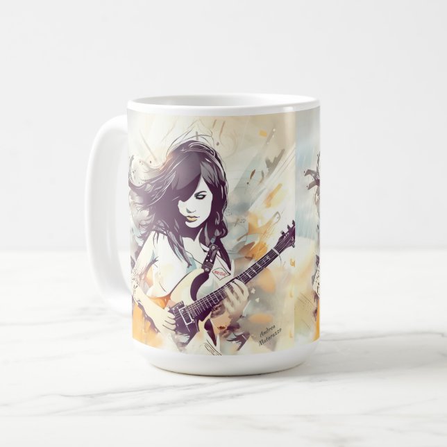 Mädchen mit Rockmusik Kaffeetasse (Vorderseite Links)