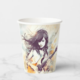 Mädchen mit Rockmusik Pappbecher