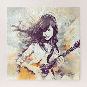 Mädchen mit Rockmusik Puzzle