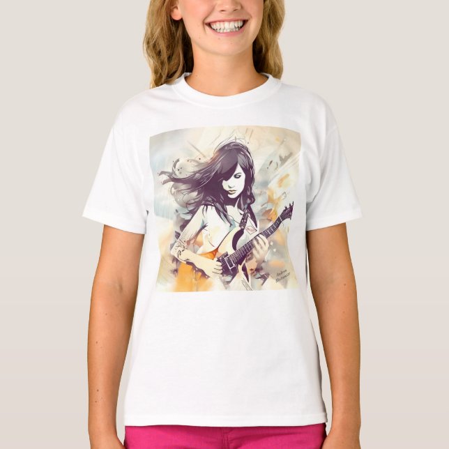 Mädchen mit Rockmusik T-Shirt (Vorderseite)