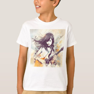 Mädchen mit Rockmusik T-Shirt