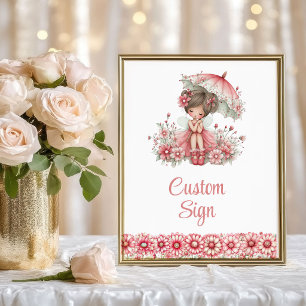 Mädchen mit rosa Feen, zauberhafte Blumen zum Gebu Poster