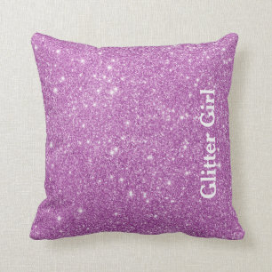 Mädchen mit rosa Glitter zeige deinen glamourösen Kissen