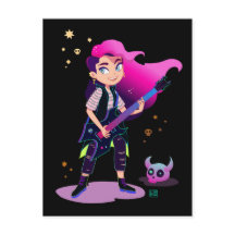 Mädchen mit rosa Haar und Rockgitarre