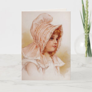 Mädchen mit rosa Haube Karte