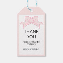 Mädchen mit rosa Schleife 1. Geburtstag