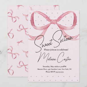 Mädchen mit rosa Schleife Coquette süße 16. Geburt Einladung