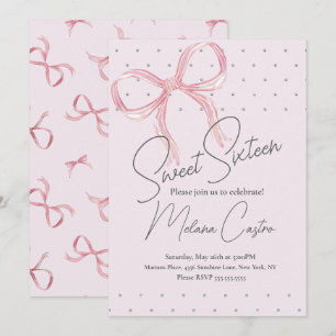 Mädchen mit rosa Schleife Coquette süße 16. Geburt Einladung