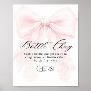 Mädchen mit rosa Schleife moderne Babyparty Flasch Poster