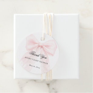 Mädchen mit rosa Schleife moderne Babyparty  Geschenkanhänger