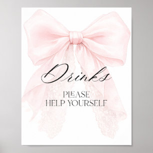Mädchen mit rosa Schleife moderne Babyparty Geträn Poster
