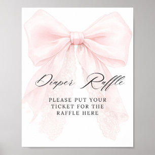 Mädchen mit rosa Schleife moderne Babyparty-Windel Poster