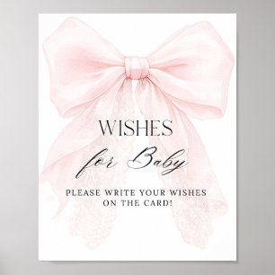 Mädchen mit rosa Schleife moderne Babyparty-Wünsch Poster