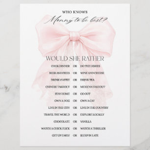 Mädchen mit rosa Schleife moderne Babyshower-Spiel