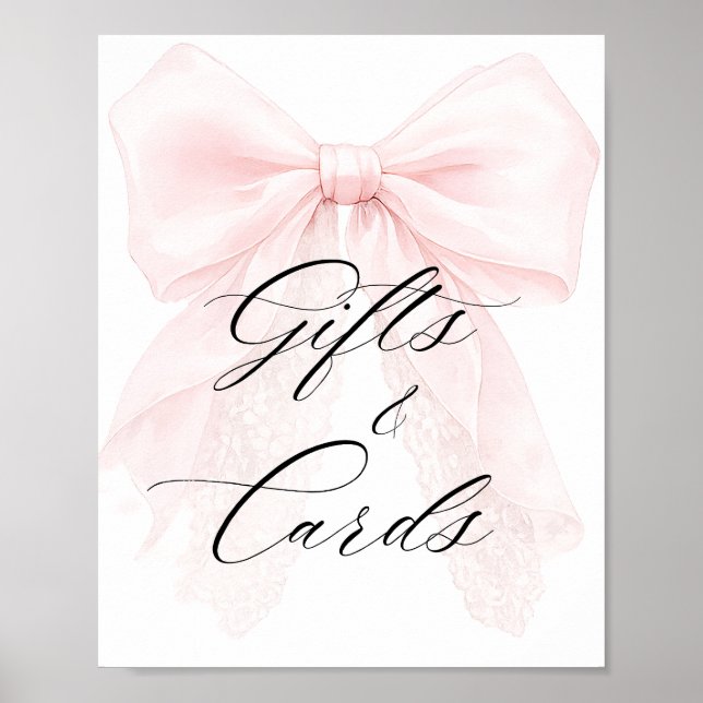 Mädchen mit rosa Schleife modernes Geschenkkarten- Poster (Vorne)