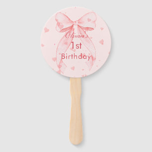 Mädchen mit rosa Schleife zum ersten Geburtstag Fächer