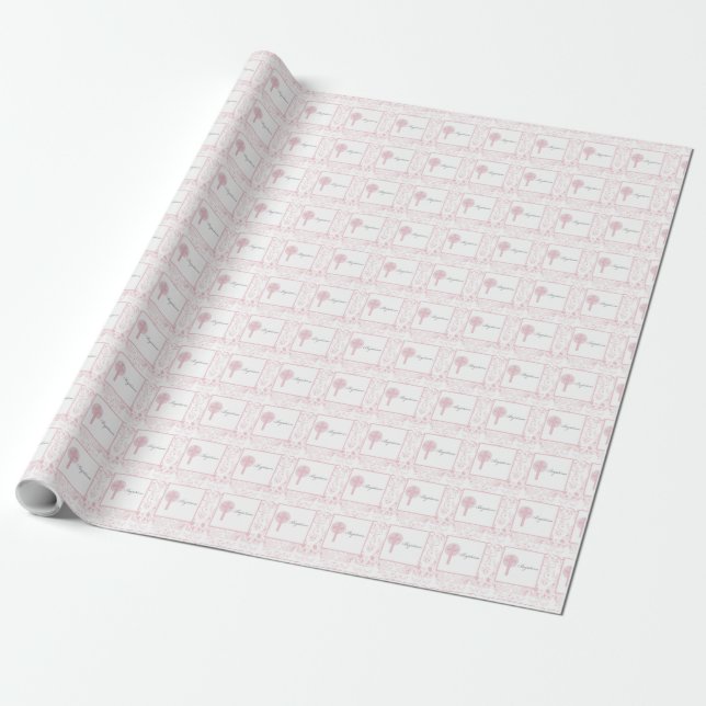 Mädchen mit rosa Spitze Taufe Geschenkpapier (Ungerollt)
